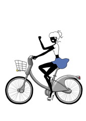 woman angry riding bicycle