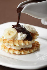 Waffle with banana