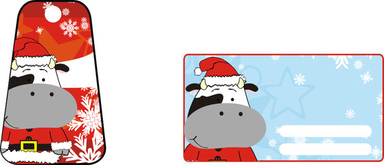 cow cartoon xmas sticker2