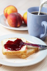 Breakfast with toasts and jam