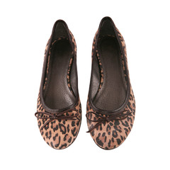 Female flat ballet shoes with leopard pattern