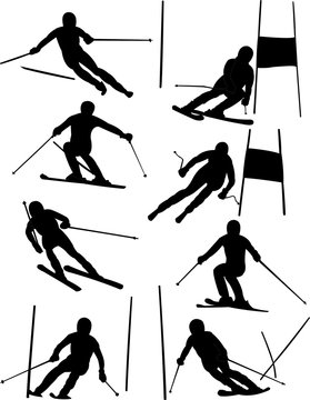 alpine skiing collection - vector
