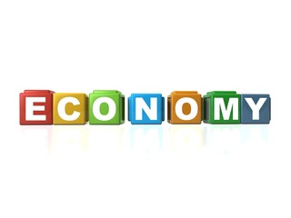 Building blocks spelling out ECONOMY