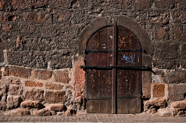 Wooden door from the cellar of a medieval house