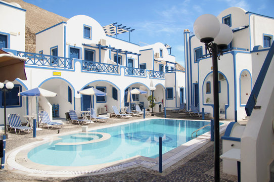 Traditional family hotel in Perisa, Santorini, Greece