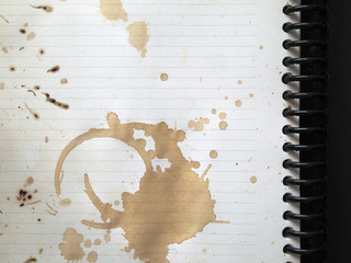 Coffee stains on note book