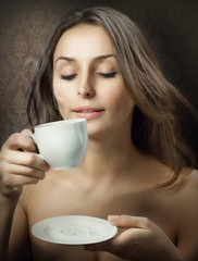 Beautiful Woman Drinking Coffee