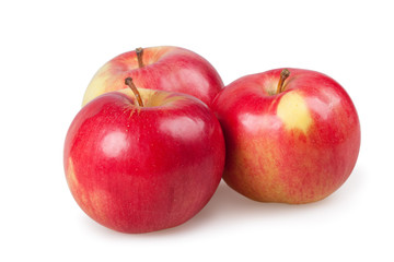 Three red apples isolated on the white