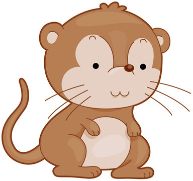 brown cartoon otter sitting clip art preview