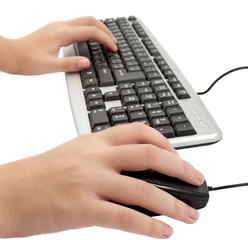 Female hand typing