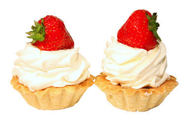Two tasty cakes with strawberry
