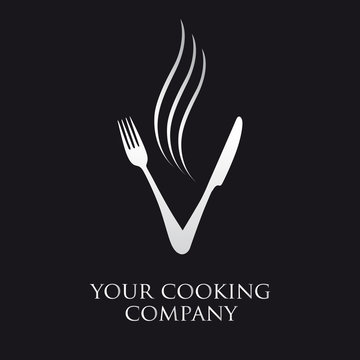 logo entreprise, logo cuisine, fourchette, couteau
