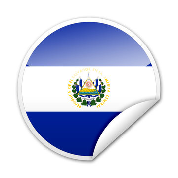 Pegatina bandera El Salvador con reborde