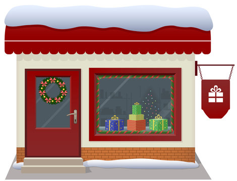 Gift shop, christmas store icon, vector