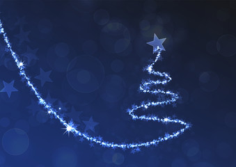 Karte Weihnachten Hintergrund Sterne Sternschnuppe Baum
