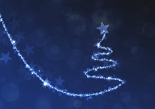 Karte Weihnachten Hintergrund Sterne Sternschnuppe Baum