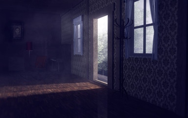 Old House moonlight interior