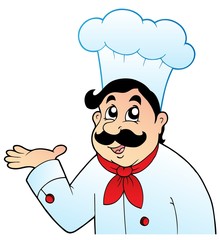 Cartoon chef in big hat
