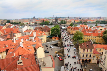 Fototapeta premium Charles Bridge from above, Prague, Czech Republic, Europe