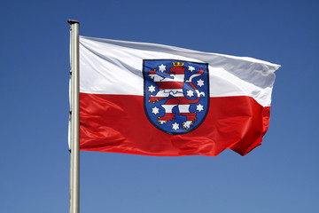 Flagge des deutschen Bundeslandes Thüringen - obrazy, fototapety, plakaty
