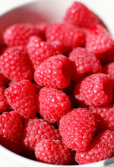 Close up of Bowl of Raspberries