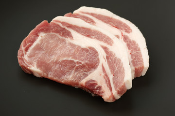 slices of fresh raw pork loin