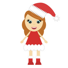 santa claus girl on white background