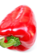 Single Red pepper Capsicum Against White Background
