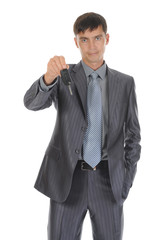 Businessman gives the keys to the car