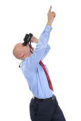 Businessman looking through binoculars