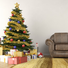 christmas tree in living room