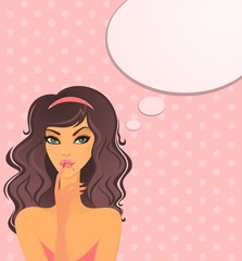 Portrait of fashionable young woman which was thoughtful