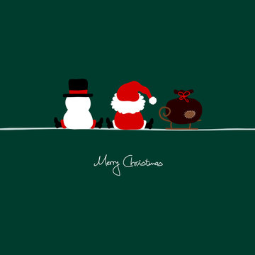 Christmas Santa, Snowman & Sleigh