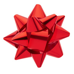 red gift bow with clipping path