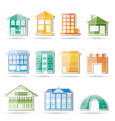 different kinds of houses and buildings - Vector Illustration