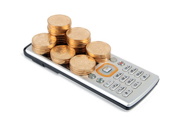 Mobile phone and coins