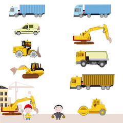 ic&ocirc;nes travaux, chantier, camions, engins