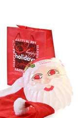 Christmas shopping with Santa Claus mask and cap
