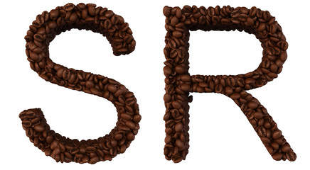 Coffee font S and R letters isolated