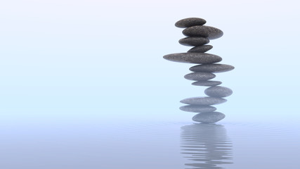 Fototapeta premium Mist and Plie of Pebbles on water