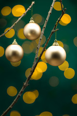 Christmas decoration in front of lights