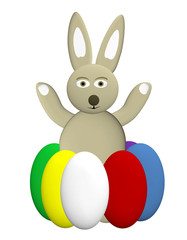 Osterhase mit bunten Eiern