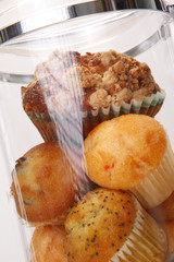 Muffins and cupcakes in airtight container