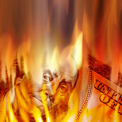 Money Burning in Flames