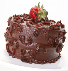 Strawberry topped chocolate sponge cake