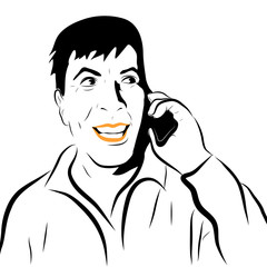 portrait homme souriant qui téléphone