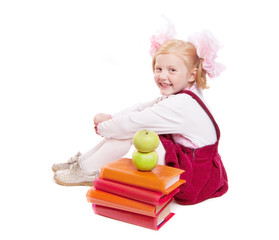 little girl with books