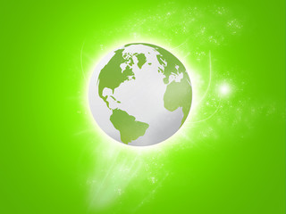 Globe with green background