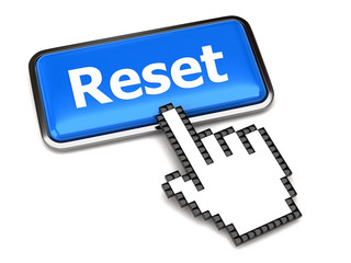 Blue reset button and hand cursor