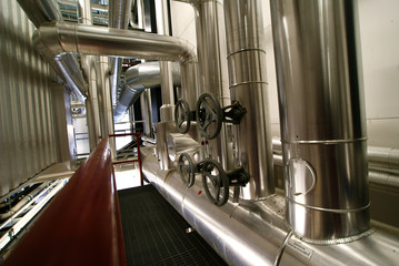 Industrial zone, Steel pipelines, valves and ladders